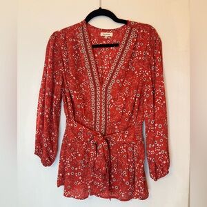 Max Studio Ladies red long sleeve floral top